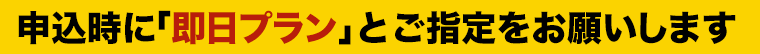 申込時に「即日プラン」とご指定をお願いします